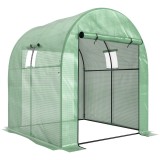Outsunny Seră Tip Tunel din Polietilenă Cu Uși și Ferestre din Plasă, Cort cu Capac din PE și Cadru de Oțel, Verde 1,8x1,8x2 m | Aosom Romania