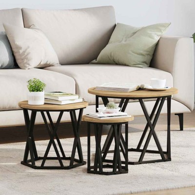 vidaXL Masă laterală nesting 3 pcs stejar artizanal 53 x 53 x 40 cm 868260 foto