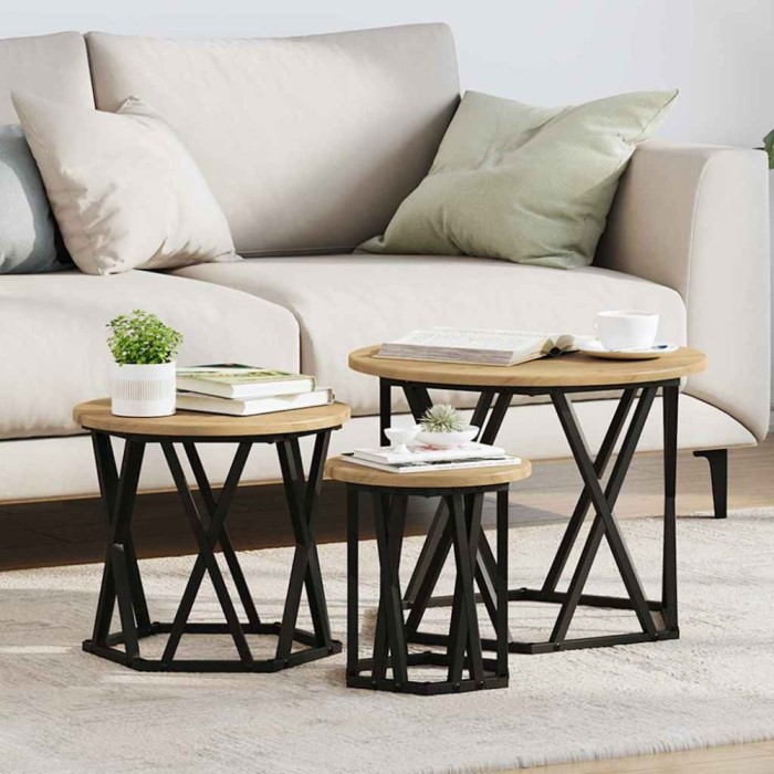 vidaXL Masă laterală nesting 3 pcs stejar artizanal 53 x 53 x 40 cm 868260