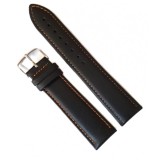 Curea Ceas din Piele Naturală Neagră, cu Cusătură Orange 20mm 22mm