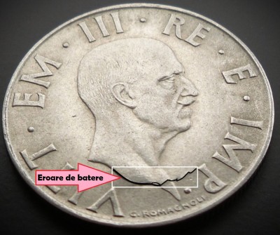 Moneda istorica 2 LIRE - ITALIA FASCISTA, anul 1940 * cod 169 = EROARE de BATERE foto