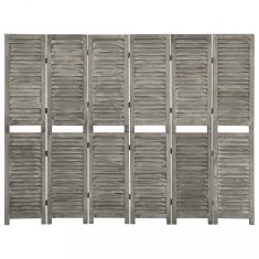 vidaXL Separator cameră cu 6 panouri, gri, 214x166 cm, lemn masiv 338577