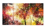 Cumpara ieftin Set 3 piese tablou pictat manual, living, birou, dormitor, La fereastra, 150x80cm pictura ulei pe panza in cutit efect 3D, gata de expus pe perete