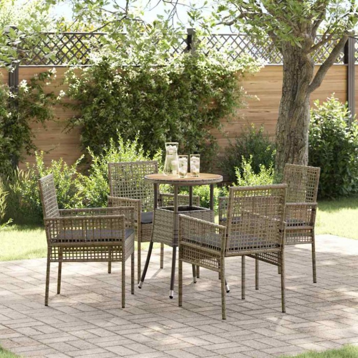 vidaXL Set de masă pentru grădină 5 pcs Gri Rattan poli 3334954