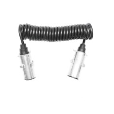 Cablu spiral 2.6m cu 2 stechere tata din metal, 7 pini pentru priza auto remorca