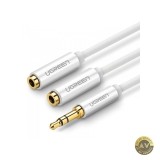 Adaptor Audio Splitter 3.5mm - 2 x 3.5mm UGREEN AV123 2in1 0.25m Alb