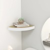 Gossi raft de perete de colt, stejar si alb, 25x25x3,8 cm, mdf