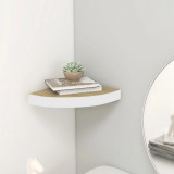 Raft de perete de colt, stejar si alb, 25x25x3,8 cm, MDF GartenMobel Dekor, vidaXL