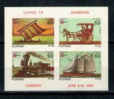 Filipine 1978 - Expo Capex, transport, tren, vapor, bloc nedantelat neuzat