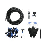 Kit complet irigare prin picurare cu furtun 19m, duze, robineti, tije de fixare 37 piese