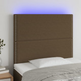 VidaXL Tăblie de pat cu LED, maro &icirc;nchis, 90x5x118/128 cm, textil