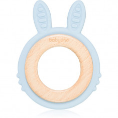 BabyOno Wooden & Silicone Teether jucărie pentru dentiție Bunny 1 buc