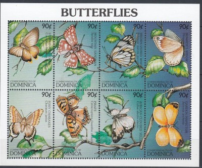 Dominica - FLUTURI - BL - MNH foto