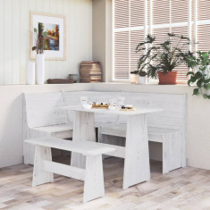 vidaXL Set mobilier de bucătărie, 3 piese, alb, lemn masiv de pin