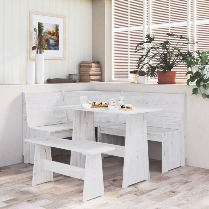 Gossi set mobilier de bucatarie &bdquo;reine&rdquo;, 3 piese, alb, lemn masiv pin