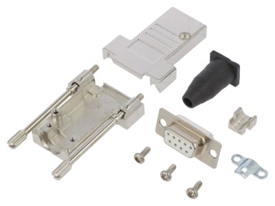 Conector D-Sub mamă 9 pini, pe cablu, alb foto