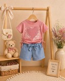 Set pentru fetite MINAMINOKIDS cu pantaloni scurti denim - Heart (Marime