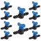Set 10 x Robinet din plastic pentru teava picurare cu stut, Nr-7640, 20 x 20 mm