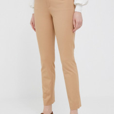 GAP pantaloni femei, culoarea bej, mulata, high waist