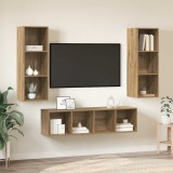 Cumpara ieftin Set comoda TV 3 buc. 37 x 37 x 142,5 cm Stejar Artizanal