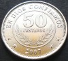 Moneda exotica 50 CENTAVOS - NICARAGUA, anul 2007 *cod 1591, America Centrala si de Sud