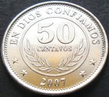 Moneda exotica 50 CENTAVOS - NICARAGUA, anul 2007 *cod 1591, America Centrala si de Sud
