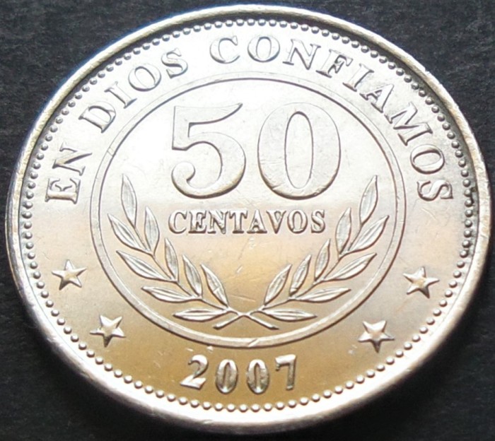Moneda exotica 50 CENTAVOS - NICARAGUA, anul 2007 *cod 1591