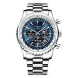 Ceas barbatesc de mana Lige Elegant Fashion Analog Luxury Casual Quartz Argintiu Albastru