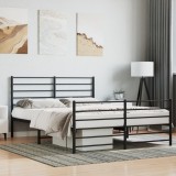 VidaXL Cadru pat metalic cu tăblie de cap/picioare, negru, 135x190 cm