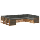 vidaXL Set de canapele de exterior cu pernă 9 pcs Natural și Antracit 3383830