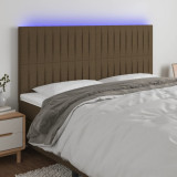 VidaXL Tăblie de pat cu LED, maro &icirc;nchis, 180x5x118/128 cm, textil