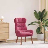 Fotoliu Relaxant Catifea VidaXL Roșu Vin, Ergonomic, Confortabil, Cadru Lemn Solid, 69x74x93 cm, Max 120kg
