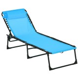 Outsunny Șezlong de Plajă Reclinabil &icirc;n 3 Poziții - Alb Crem | Aosom Romania