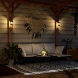 VidaXL Lămpi solare exterior de perete 2 buc. alb cald, lumină flacără