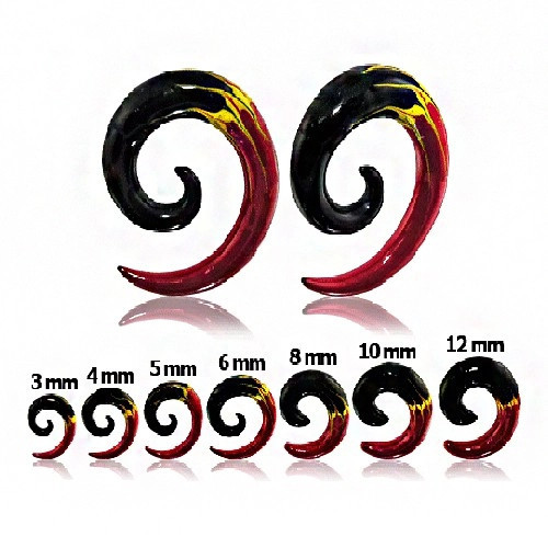 Expander pentru ureche - spirală &icirc;n trei culori - Lățime: 3 mm