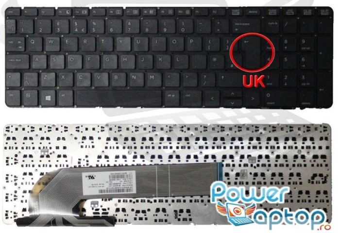 Tastatura HP ProBook 450 G2 layout UK fara rama enter mare, ProBook 455 G1 layout UK fara rama enter mare