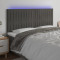 vidaXL Tăblie de pat cu LED, gri &icirc;nchis, 200x5x118/128 cm, catifea