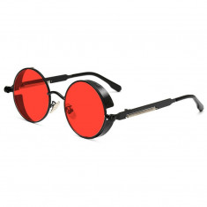 Ochelari Soare Retro / Steampunk Style - Protectie UV 400 - Lentile Rosii foto
