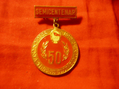 Insigna Semicentenar UTC , h=5cm , metal si email foto