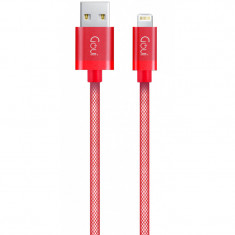 Cablu Date si Incarcare USB la Lightning Goui Metallic, 1 m, Rosu G-LC8PIN-02R