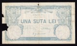 ROMANIA - 100 lei - 1904 , tip 1 . Data rara de emisie