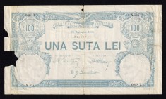 ROMANIA - 100 lei - 1904 , tip 1 . Data rara de emisie