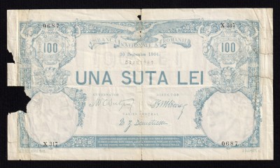 ROMANIA - 100 lei - 1904 , tip 1 . Data rara de emisie foto