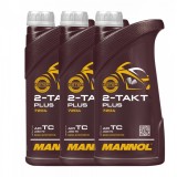 Pachet 3 litri Ulei Motor MANNOL 2-Takt Plus Sintetic (Motoare 2T High-Performance, JASO FD)