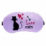 Masca pentru dormit sau calatorie, cu gel detasabil, Pufo Cat lover, 20 cm, roz