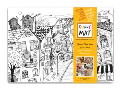 Plansa reutilizabila de colorat Funny Mat, model Strada cu Pisici ,68x48 cm