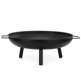 Semineu exterior tip bol din otel negru, 58 cm, cu manere laterale