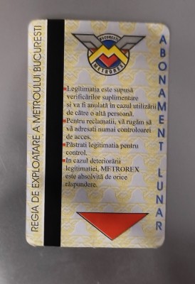 RAR = ABONAMENT LUNAR METROU 1996 foto