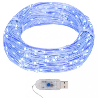 vidalXL Instalație luminoasă 400 micro LED-uri albastru 8 funcții 40 m foto