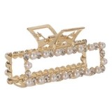 Clama de Par Aurie cu Strass și Margele Albe &ndash; Accesoriu Elegant, CMCLASS